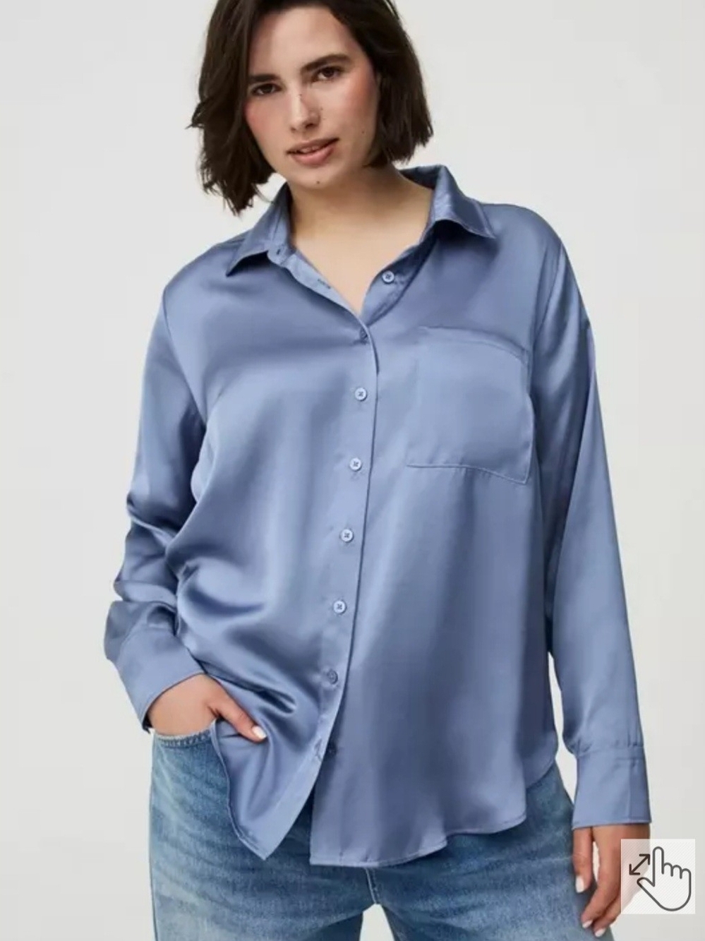 Torrid NWT Sz 3 Satin Button-Front Shirt - Light Blue